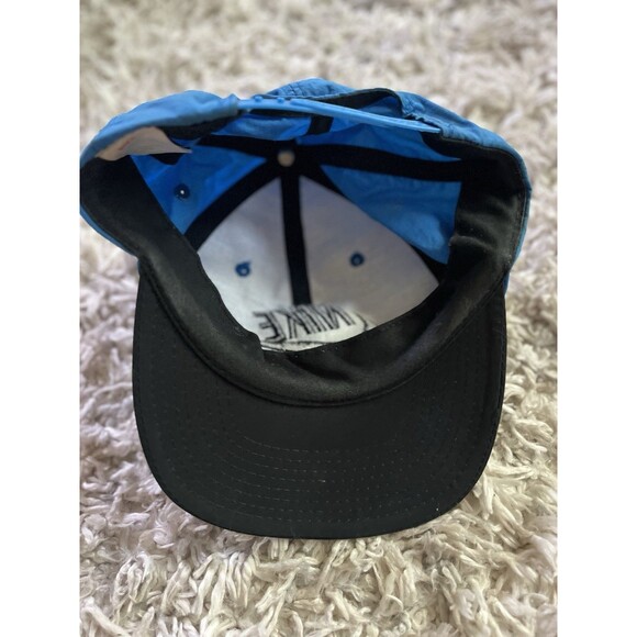 VTG Nike Hat Cap Mens Snapback Blue Black Nylon 90s Big Logo Streetwear Swoosh - Picture 6 of 10